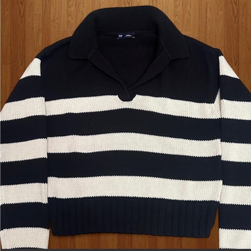 Black and White Collared Sweater